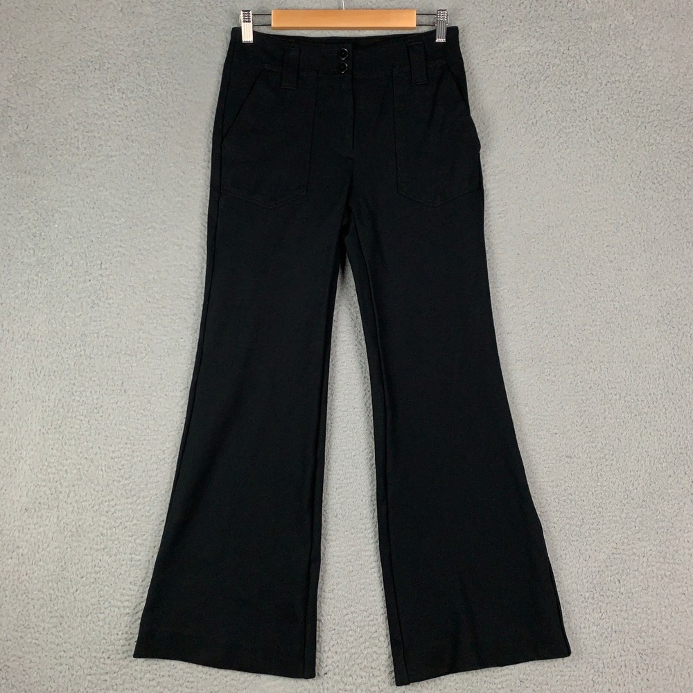 Maeve‎ Colette Flare Pants Womens 2 Black High Rise Patch Pocket Workwear Retro